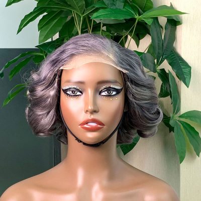 Lace Front Wig — Grey Bob