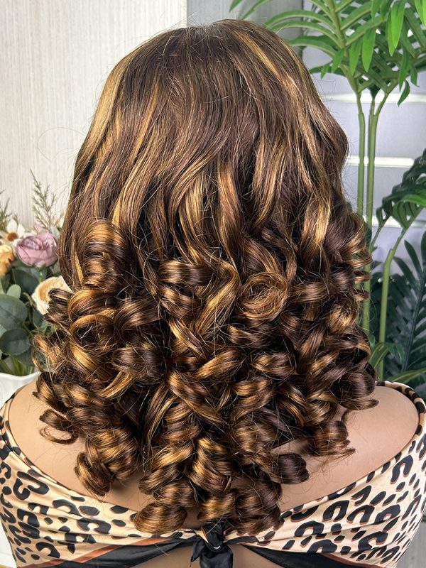 Colored Lace Front Wig — Highlight Bouncy Curl - AZYHAIR Vietnamese Hair