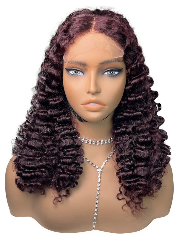 Colored Lace Front Wig — #99J Deep Wave - AZYHAIR Vietnamese Hair