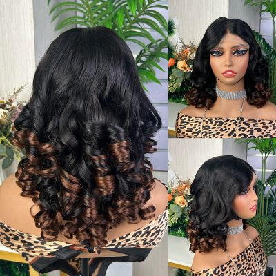 Colored Lace Front Wig — Highlight Bouncy Curl