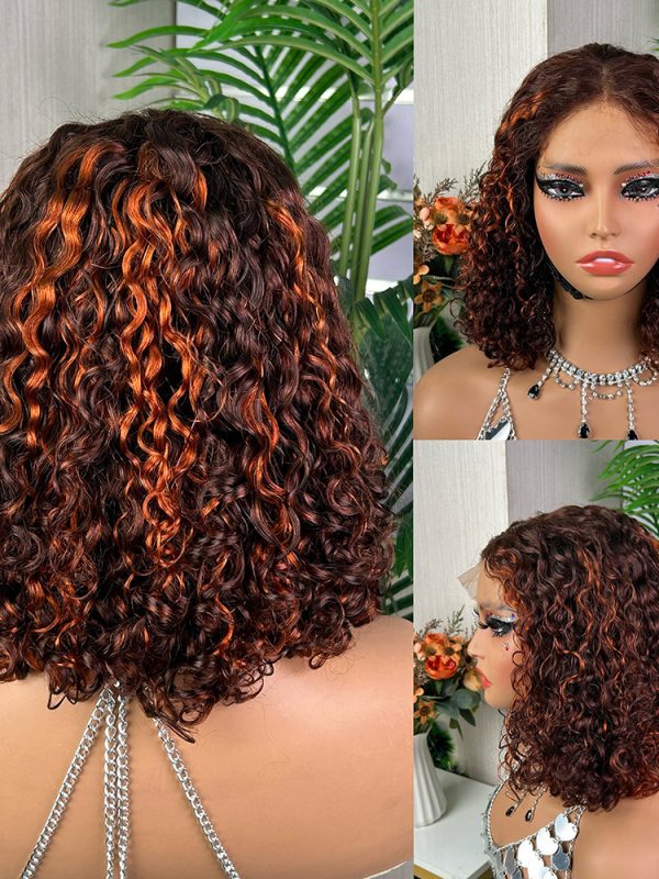Colored Lace Front Wig — Highlight Curly Bob - AZYHAIR Vietnamese Hair
