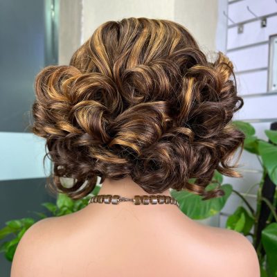 Colored Lace Front Wig — Highlight Bouncy Curl