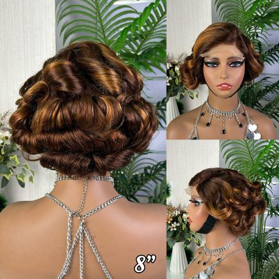 Pixie Cut Lace Wig — Brown Curly