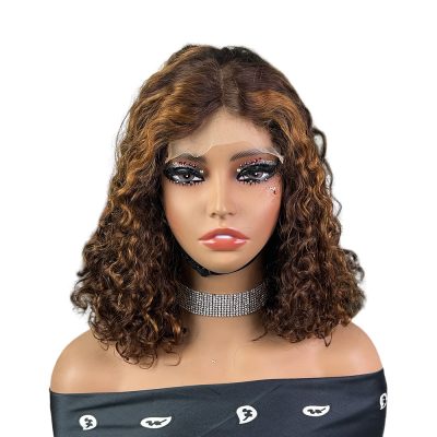 Colored Lace Front Wig — Highlight Curly Bob