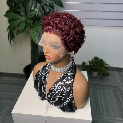 Pixie Cut Lace Wig — Brown Curly