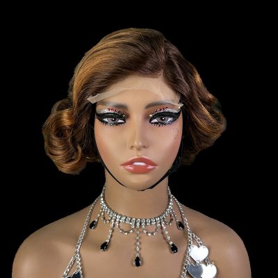 Pixie Cut Lace Wig — Brown Curly