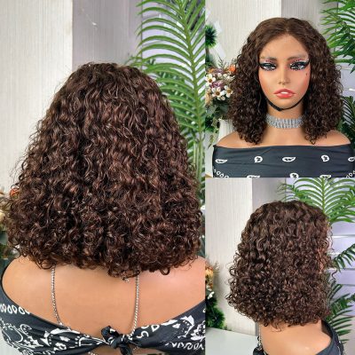Colored Lace Front Wig — Highlight Curly Bob