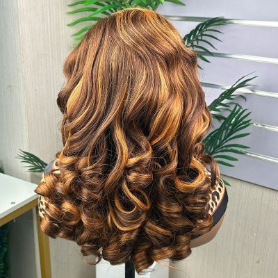 Colored Lace Front Wig — Highlight Bouncy Curl