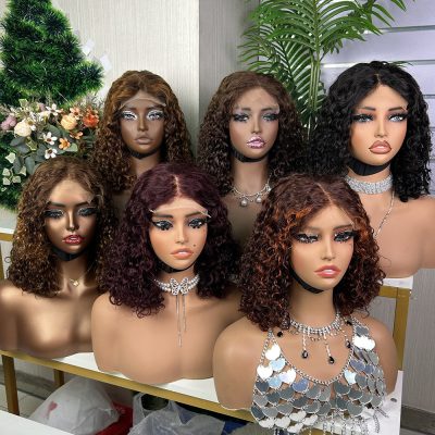 Colored Lace Front Wig — Highlight Curly Bob