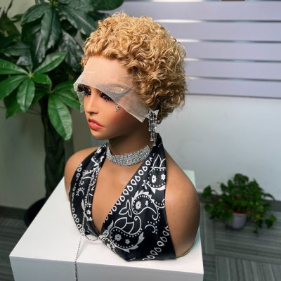 Pixie Cut Lace Wig — Brown Curly
