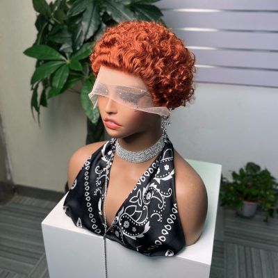 Pixie Cut Lace Wig — Brown Curly