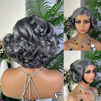 Pixie Cut Lace Wig — Brown Curly