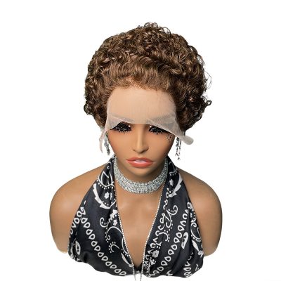 Pixie Cut Lace Wig — Brown Curly