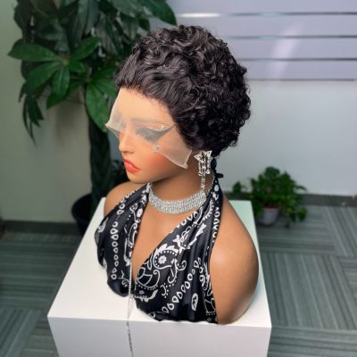 Pixie Cut Lace Wig — Brown Curly