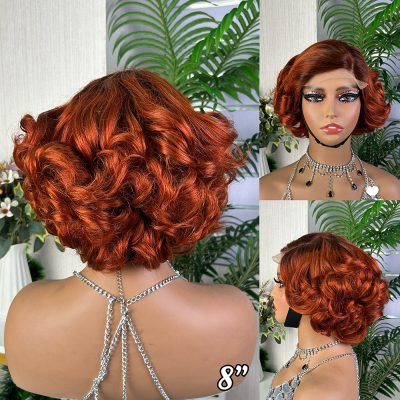 Pixie Cut Lace Wig — Brown Curly