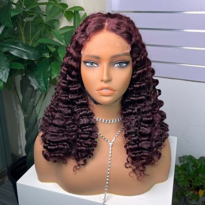 Colored Lace Front Wig — #99J Deep Wave