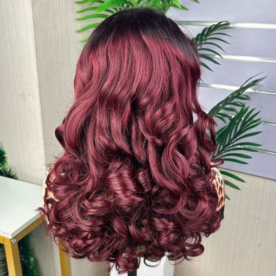 Colored Lace Front Wig — Highlight Bouncy Curl