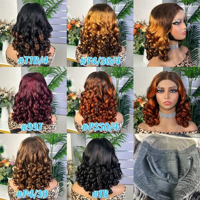 Colored Lace Front Wig — Highlight Bouncy Curl