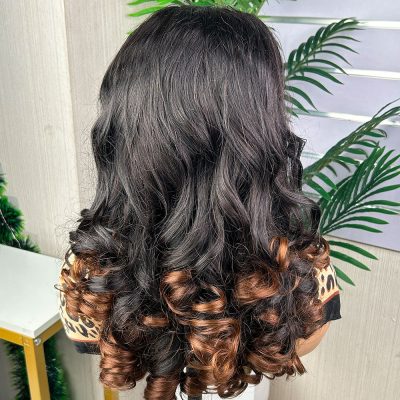 Colored Lace Front Wig — Highlight Bouncy Curl