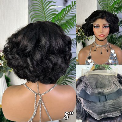 Pixie Cut Lace Wig — Brown Curly