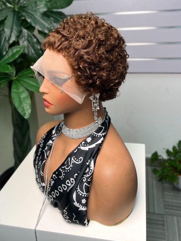 Pixie Cut Lace Wig — Brown Curly - AZYHAIR Vietnamese Hair